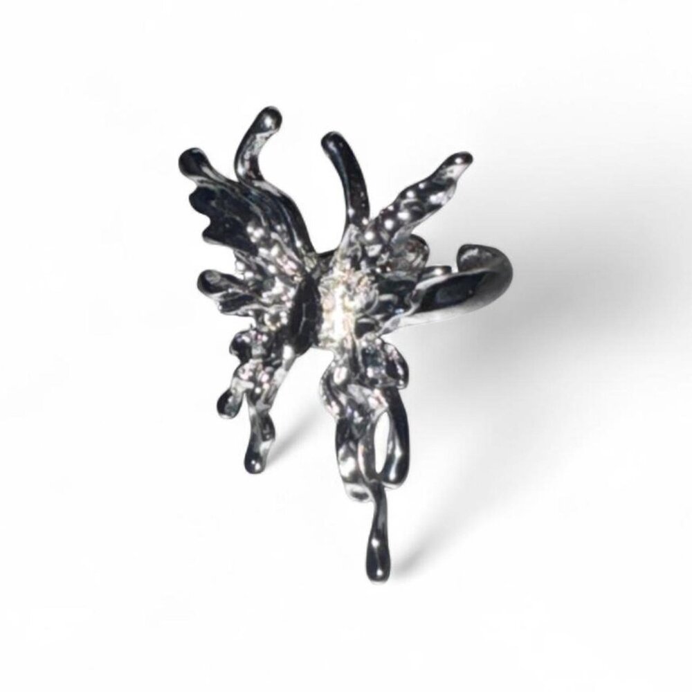 Adjustable Silver Butterfly ring